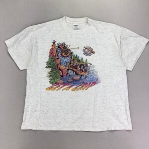 Vintage 90s Graphic T-Shirt 2XL Heather White Colorado Rafting Single Stitch USA